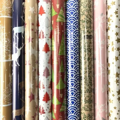 Obrázek produktu pro Sortiment vánočního papíru, balicí papír na Vánoce K34 - 10 m x 70 cm - 4 role