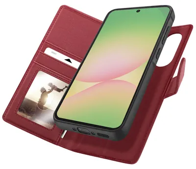 Obrázek produktu pro Mayaxess, peněženka/obal na telefon Samsung Galaxy A56, ochrana proti RFID, odnímatelný obal, červená barva