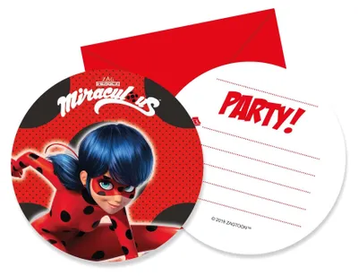 Produktbild von 6 Miraculous Heroes Einladungskarten