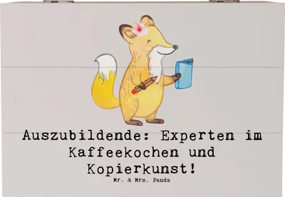 Produktbild von Mr. & Mrs. Panda Kiste Auszubildende Kaffeekünstler 22 x 15 cm - Grau Pastell - Geschenk, Berufstraining, Alltagsheld, Geschenke mit Herz, Beruf, fotobox, Schatzkiste