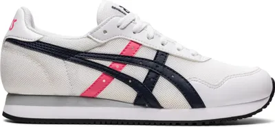 Produktbild von Asics Tiger Runner Damen-Turnschuhe mit Kunstleder- und Mesh-Einsätzen, im zeitlosen Retro-Laufschuh-Design und bequemer, gepolsterter, niedriger Zwischensohle.