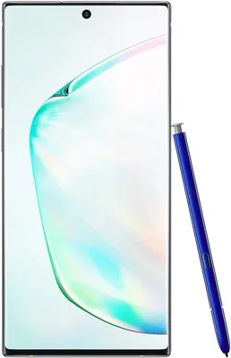 A Samsung Galaxy Note 10 Plus 5G smartphone with its stylus.
