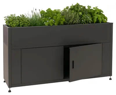 Produktbild von Hochbeet HWC-O85, Metallhochbeet Blumenkasten Pflanzkübel Stauraum, Metall 47kg 91x161x51cm  anthrazit