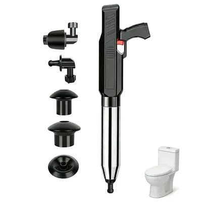 Produktbild von Elektrischer Rohrreiniger mit Druckluft, inkl. 5 Aufsätzen, USB-aufladbar – für Toilette, Waschbecken & Abfluss