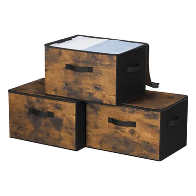Obrázek produktu pro Úložný box na oblečení, rozměry 40 x 30 x 25 cm, vyrobený z netkané textilie, s úchytkami, barva: tmavě černá, kolekce TINA