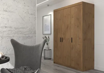 Produktbild von Dreitüriger Kleiderschrank ADELINA – Breite 133 cm, Eiche Lefkas