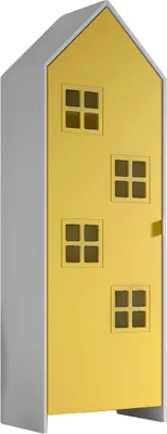 Image de VIPACK - CASAMI BRUGES Armoire 1 porte, 4 fenêtres, finition MDF laqué jaune