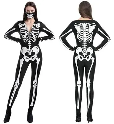 Zdjęcie produktu dla Kostium szkieletu dla kobiet body czaszka halloween przebranie