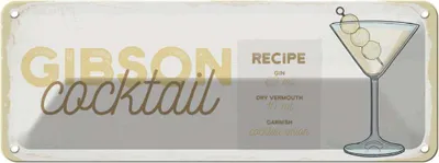 Produktbild von vianmo Blechschild 10x27 cm Gibson Cocktail Recipe