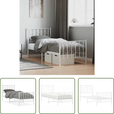 Produktbild von The Living Store Bettgestell mit Kopf- und Fußteil Metall Weiß 75x190 cm