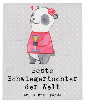 Produktbild von Mr. & Mrs. Panda Kuscheldecke Panda Beste Schwiegertochter der Welt - Grau Pastell - Geschenk, Angeheiratet, Tochter, Hochzeit, Geschenkidee, Decke, Tagesdecke, Bettdecke