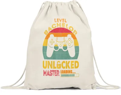 Produktbild von Level Bachelor Unlocked Master Loading Turnbeutel Gymsack  Studium Lernen Bildung Konsole Spiel Controller Gamepad