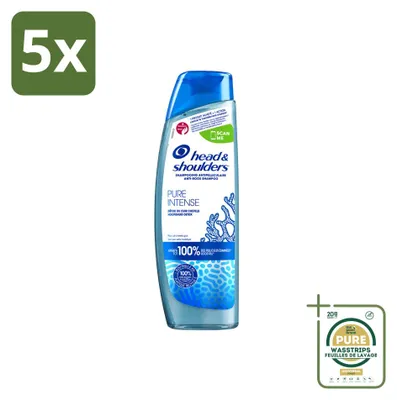 Imagen del producto de 5 unidades de champú anticaspa Head & Shoulders Pure Intense, para detoxificación del cuero cabelludo, 250 ml - Paquete ahorro