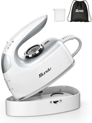 Produktbild von Sundu 2-in-1 Reisebügeleisen & Steamer, 5 Stoffmodi, 30g/min Dampf, Keramikplatte, Hitzebeständiger Sockel, Tragbar, Schnelles Aufheizen