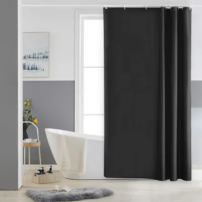 Produktbild von STILVORA Duschvorhang Einfarbiger für Badezimmer, wasserdicht, pflegeleicht, modern und langlebig, passend für Badewanne oder Dusche, einfach zu installieren, Schwarz 100*200cm
