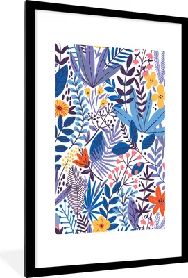 Produktbild von MuchoWow® Gerahmtes Poster Sommer - Natur - Muster 60x90 cm - Poster mit Schwarzem Bilderrahmen Wandposter Rahmen Foto Bilder - Dekoration - Wandposter Wohnzimmer - Hochwertig