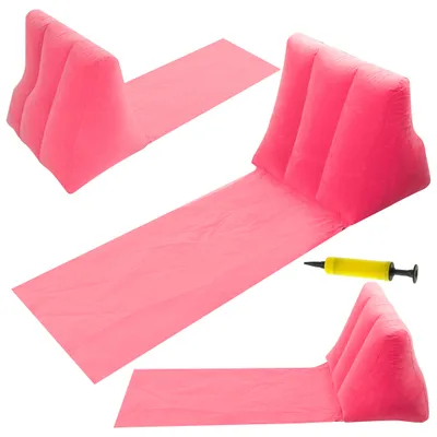 Image de Transat tapis de plage avec dossier gonflable rose