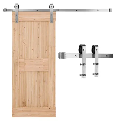 Obrázok produktu pre Systém posuvných dverí VEVOR, 1,5 m dráha, nosnosť 150 kg, maximálna kompatibilita 762 mm. Šírka a hrúbka 34,92-44,45 mm, koľajnica a J-valec, strieborná