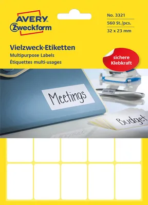 Immagine prodotto di Avery Zweckform® 3321 Etichette universali - 32 x 23 mm, bianco, 560 etichette/28 fogli, permanente
