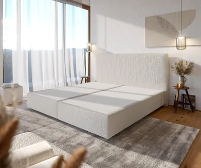 Produktbild von DELIFE Boxspringgestell Dream-Well Bouclé Creme-Weiß 200x200 cm