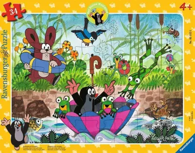 Produktbild von Ravensburger Kinderpuzzle 05152 - Badespaß mit Freunden - 34 Teile Maulwurf Rahmenpuzzle für Kinder ab 4 Jahren