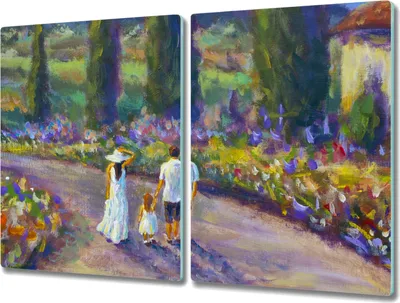 Produktbild von Coloray Schneidebrett Herdabdeckplatte 2x40x52 cm Kochplattenabdeckung Küchenbrett Hackbrett - Stammbaum Blüten