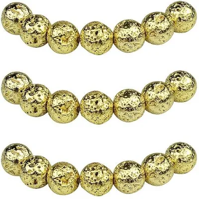 Produktbild von Gelbe Lava Perlen 8mm 45 Stück Naturstein Schmuck
