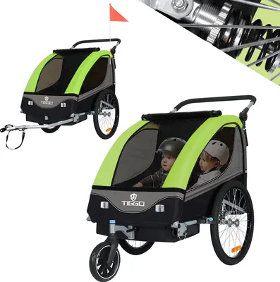 Produktbild von Tiggo S2 Kinderanhänger mit Federung Jogger 2 in 1 Kinder Buggy Fahrradanhänger Anhänger 1 bis 2 Kinder Kinderanhänger 60502