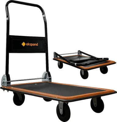 Immagine prodotto di Ekspand | Carrello a piattaforma - Nero - Portata 150 kg - Superficie antiscivolo - Maniglia ribaltabile