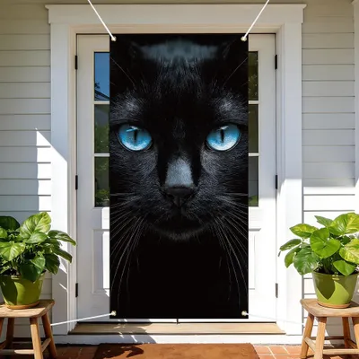 Polyester Türhülle, schwarze Katze, 183x90 cm
