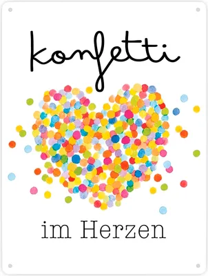 Produktbild von Konfetti im Herzen Karneval Geschenk Metallschild XXL in 28x38 cm