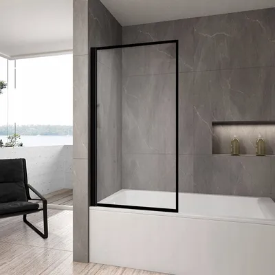 Productafbeelding van BADLAND Douchecabine, 1-delig, zwart, Lagos, 80x140 cm, 5 mm gehard veiligheidsglas, transparant