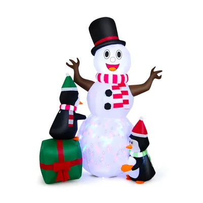 Produktbild von COSTWAY 180cm Schneemann aufblasbar mit Pinguinen, Weihnachten Deko XL mit bunten LED Lichtern, Festdekoration selbstaufblasend