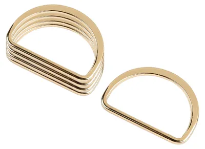 5er-Pack flache Halbringe aus Metall in Gold 30mm, D-Ring Set für hochwertige Handtaschen.