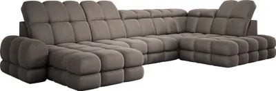 Zdjęcie produktu dla DomoHome sofa narożna Tollo chocolate solar tkanina prawa strona 400x217x105 cm, sofa w kształcie litery U z funkcją spania, pojemnik na pościel 120x85x17 cm, regulowany elektrycznie