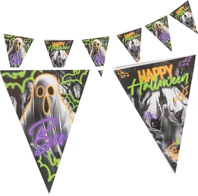 Produktbild von Halloween Wimpelkette Neon 4–5 m – leuchtende Deko für gruselige Partys