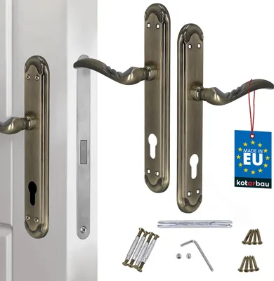 Obrázok produktu pre KOTARBAU® Kľučka dverí Zámok dverí 90 mm PZ Kovanie dverí ZnAl dlhá doska Kľučky dverí Sada pákových kľučiek Interiérové dvere dlhá ružica Sada pákových kľučiek Kovanie dverí Kľučka dverí Páková kľučka Kľučka dverí zdobená patinou