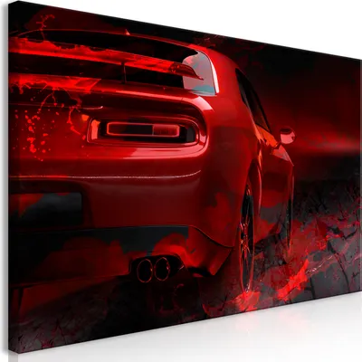 Produktbild von Wandbild Mega XXXL rotes Auto 250x125 cm Einteiliger XXL-Format Kunstdruck zur Selbstmontage Leinwandbilder moderne Bilder DIY Wanddekoration Wohnung Deko Sport Car Sportwagen i-C-0180-ak-e