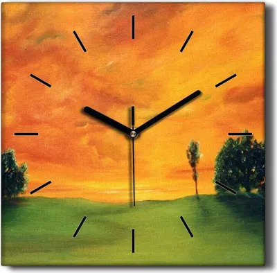 Produktbild von Coloray Hodiny Unikátní 30x30 cm  Tiché hodiny Pro obývací pokoj a kuchyň Nástěnné hodiny Plátno Černé ručičky hodin - STREES SUNSET SKY