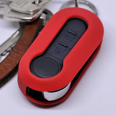 Produktbild von Auto Schlüssel Hülle Silikon Schutz Cover Rot kompatibel mit Citroen Jumper Peugeot Boxer FIAT Ducato 500 Punto Doblo Panda ab ´06 Klappschlüssel