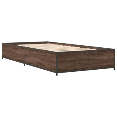 Produktbild von Bettgestell Braun Eichen-Optik 75x190 cm Holzwerkstoff Metall