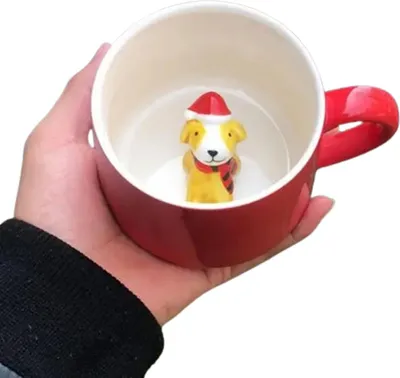 Produktbild von Weihnachtstasse, Kaffee-/Milch-/Frühstückstasse, Schneemann, Weihnachtsmann, Cartoon-Keramiktasse, 3D-Tier, Weihnachtsgeschenktasse für Freunde und Familie