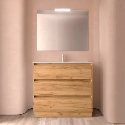 Produktbild von Badezimmermöbel BALTIC 1000 3 Schubladen EICHE AFRIKA + Waschtisch