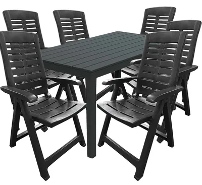 Produktbild von Garten Sitzgarnitur Gartenmöbel Outdoormöbel 7tlg Anthrazit Holzoptik