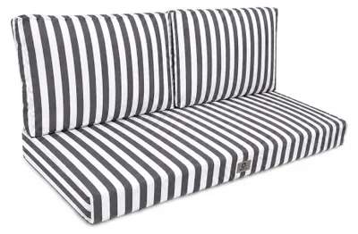 Immagine prodotto di Cuscini per salotto da giardino sfoderabili 100x50cm - Strisce grigie