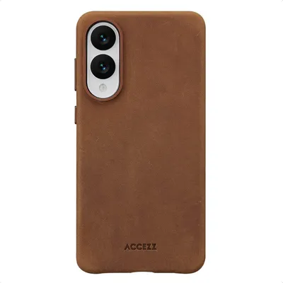Zdjęcie produktu dla Accezz Vintage Leather Magsafe Backcover for de Samsung Galaxy S25 Edge - Tabacco Cognac