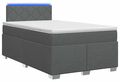 Image de vidaXL Lit à lattes avec matelas et éclairage LED, gris foncé, 120 x 200 cm