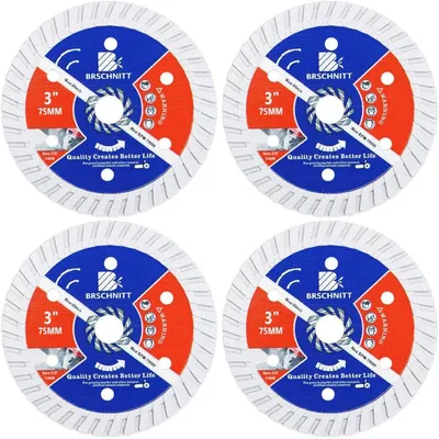 Obrázek produktu pro Diamantový řezací kotouč 75 mm, typ Turbo, 4 kusy, určený pro řezání betonu, žuly, mramoru a železobetonu