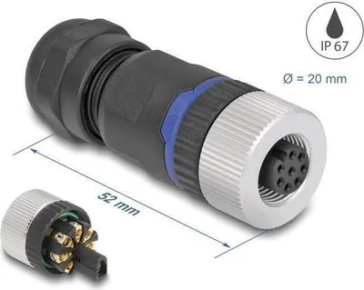 Produktbild von DELOCK M12 Steckverbinder A-kodiert 8 Pin Buchse
