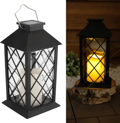 Produktbild von LUMILED Solárne svietidlo Vonkajšie solárne svietidlá Vonkajšie LED sklenené svietidlo Solárne svetlo Sviečka Plameňové efekty Sviečka Svietidlo IP44 Ročník čierna Závesné dekoratívne vonkajšie svetlo Záhradná lampa 1 kus